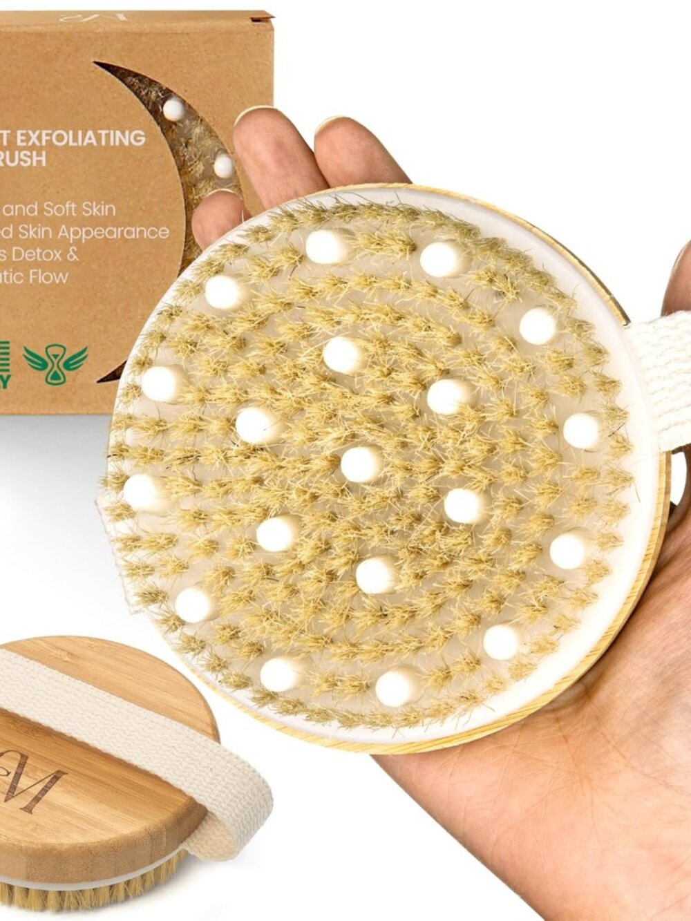 CSM Dry Brushing Body Brush for Lymphatic Drainage - Natural Boar Bristle Exfoli